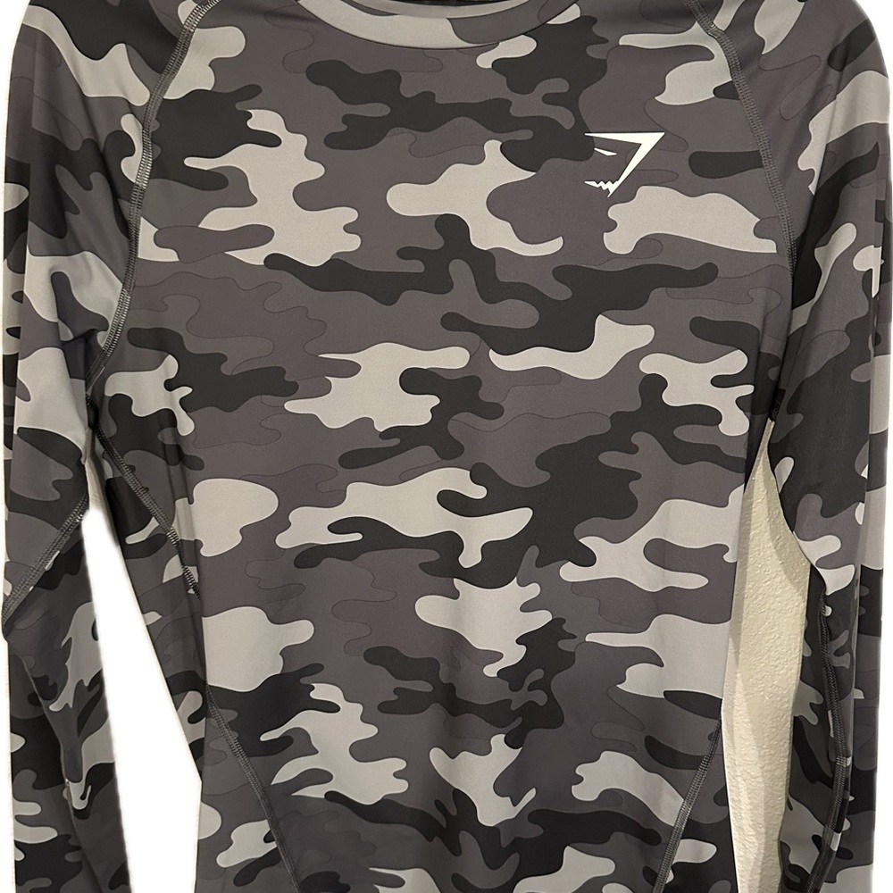 Gymshark Gray Camouflage Long Sleeve Shirt